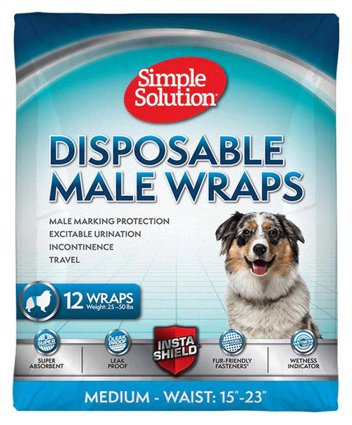 Simple Solution Disposable Male Wraps White MD 12pk - Image 2