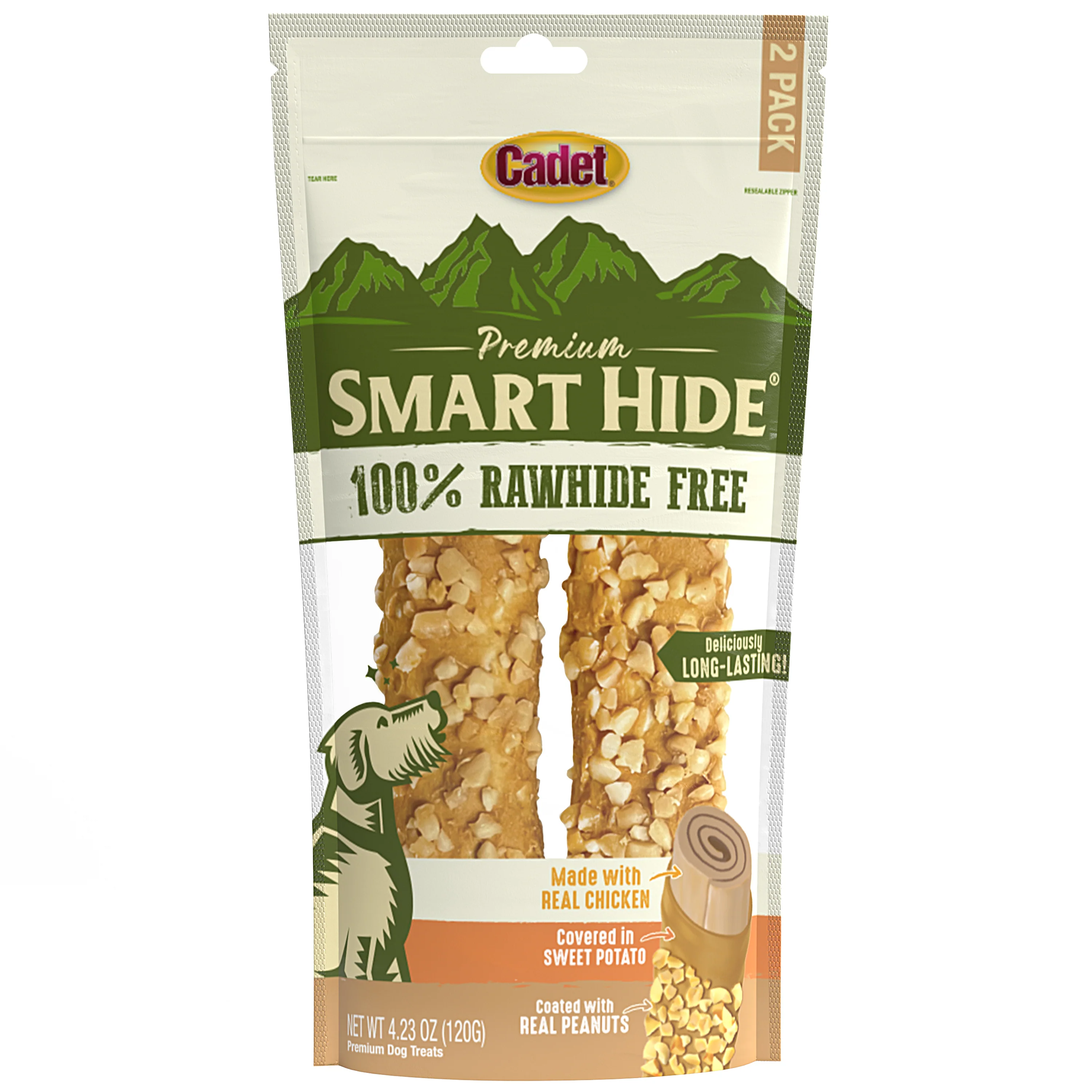 Cadet Smart Hide Rawhide Free Dog Chews Chicken, Sweet Potato, & Peanuts 6ea/(2 ct)