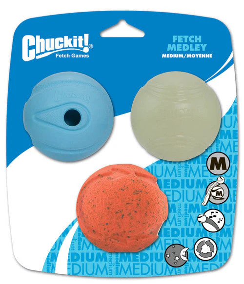 Chuckit! Fetch Medley Balls Dog Toy Assortment 1 Multi-Color 3pk MD - Image 2