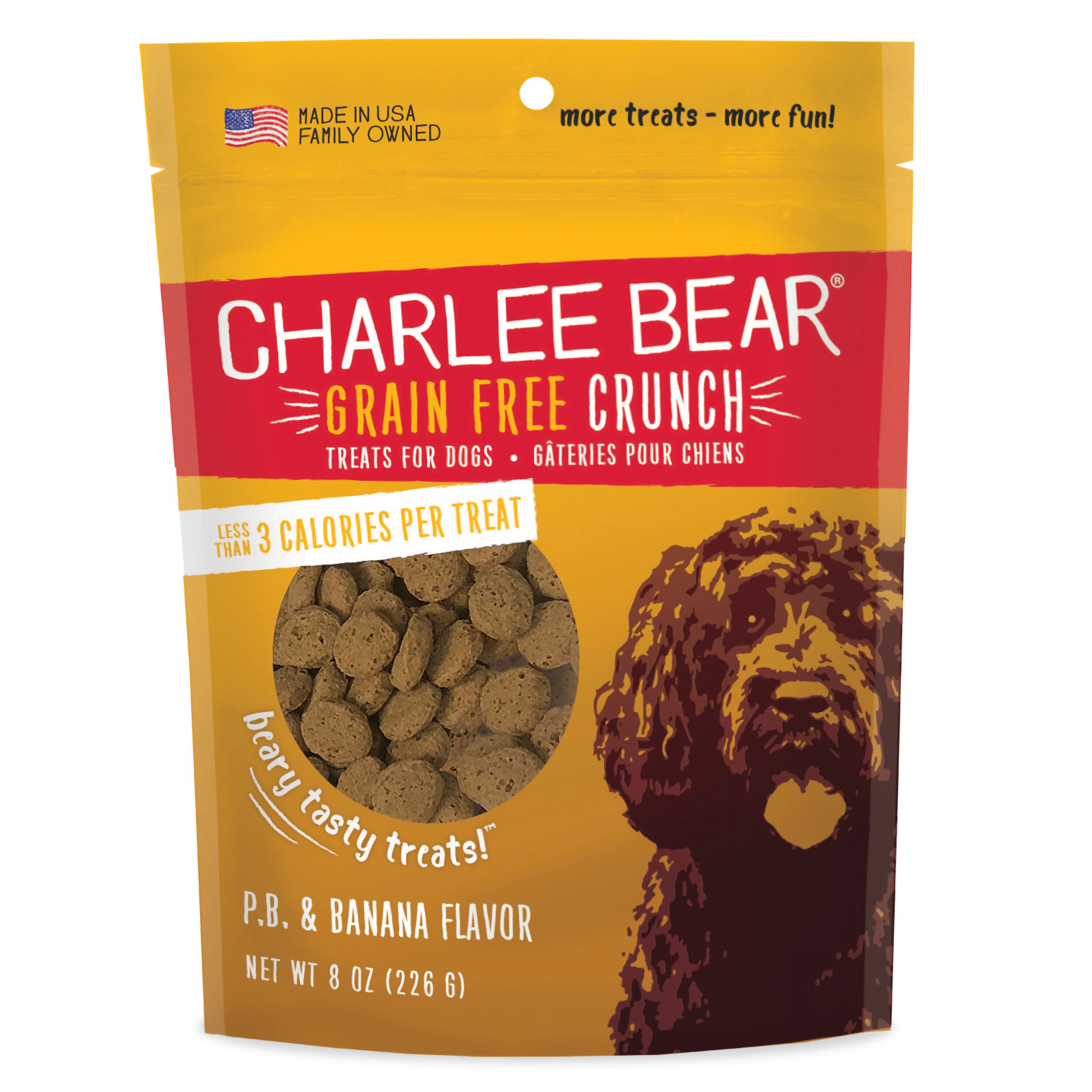 Charlee Bear Grain Free Crunch Dog Treats P.B & Banana 8 oz
