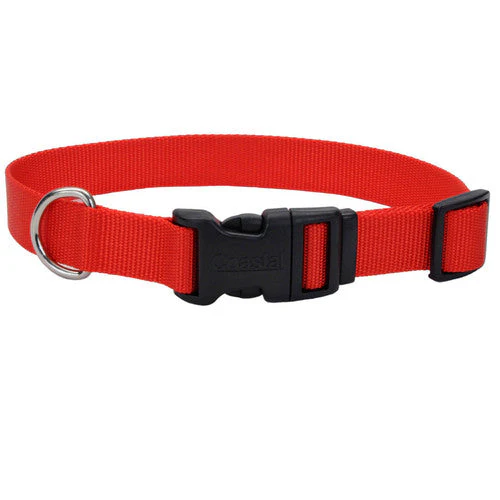 Coastal Adjustable Nylon Dog Collar with Plastic Buckle Red 3/8 in x 8-12 in - Image 2