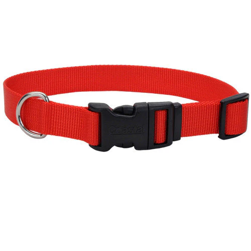 Coastal Adjustable Nylon Dog Collar with Plastic Buckle Red 3/4 in x 14-20 in - Image 2
