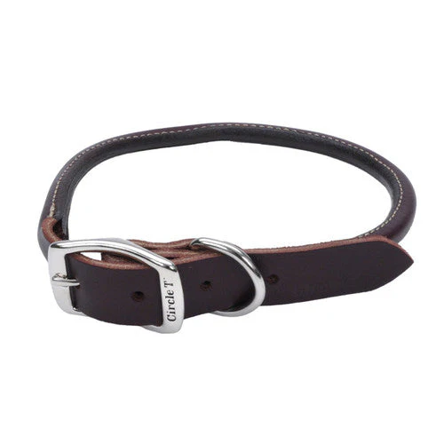Circle T Latigo Leather Round Dog Collar Brown 1 in x 24 in (D) - Image 2