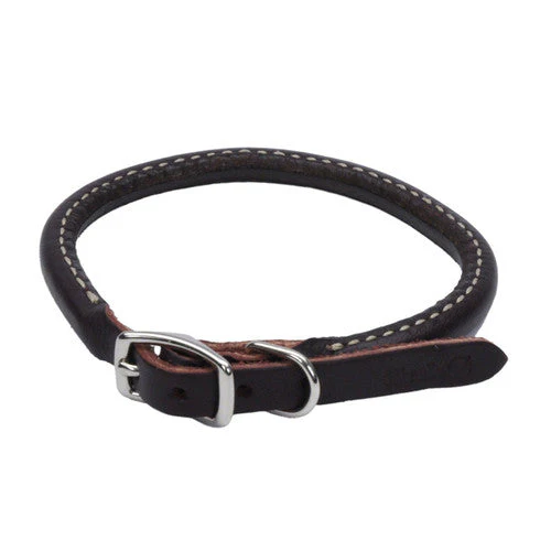 Circle T Latigo Leather Round Dog Collar Brown 3/8 in x 10 in - Image 2