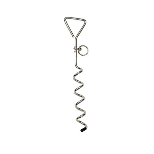 Titan Dog Tie Out Stakes for Loose Soil Spiral Silver 17 in - Image 2