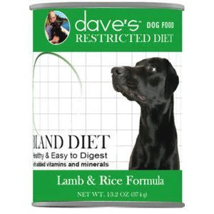Dave's Dog Grain Free Restricted Bland Diet Lamb & Rice 13.2oz {L+x} C=12 - Image 2