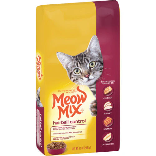 Meow-Mix Hairball Control Dry Cat Food Chicken, Turkey, Salmon & Ocean Fish 6.3lb - Image 2