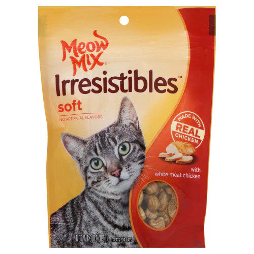 Meow-Mix Irresistibles Soft Cat Treats White Meat Chicken 3oz - Image 2