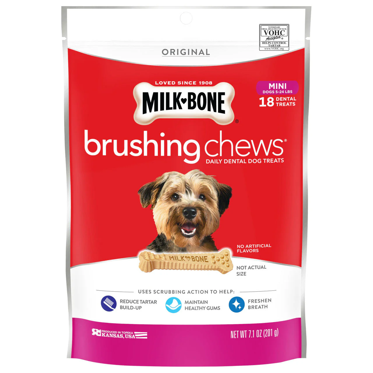 Milk-Bone Brushing Chews Dog Treat Original XS 5-24lb 18ct