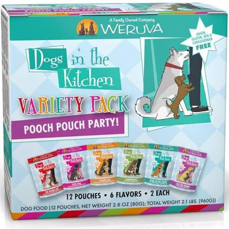 Weruva Dogs In The Kitchen Grain Free Pooch Pouch Party! Variety Pack Wet Dog Food Pouches-2.8-oz, Case Of 12-{L+x} - Image 2