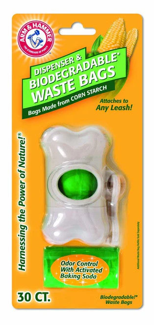 Arm & Hammer Bone Dispenser & Disposable Corn Starch Waste Bags White, Green One Size 30 Count - Image 2