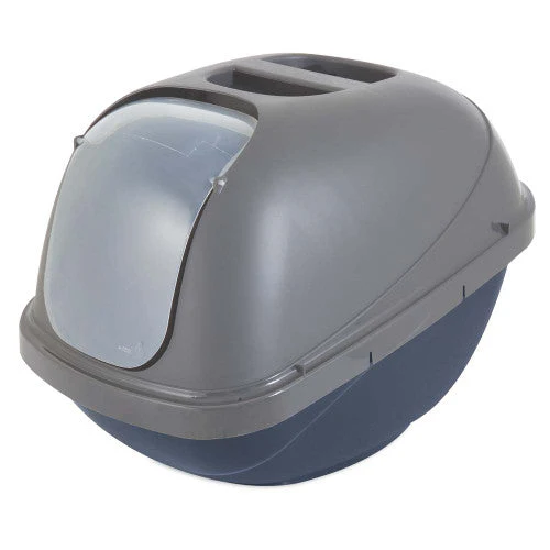 Petmate Basic Hooded Cat Litter Box Blue Steel Base/Pearl Silver Hood Jumbo - Image 2