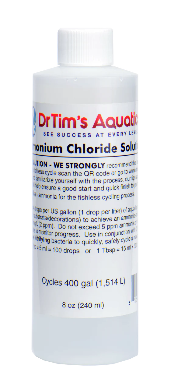 Dr. Tim's Aquatics Ammonium Chloride Solution for Fishless Cycling Fish Additive 8 oz