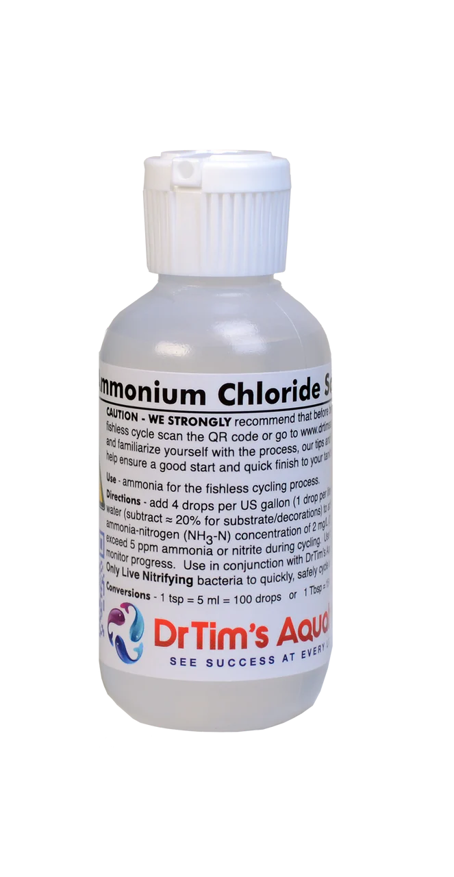 Dr. Tim's Aquatics Ammonium Chloride Solution for Fishless Cycling Fish Treatment 2 fl. oz