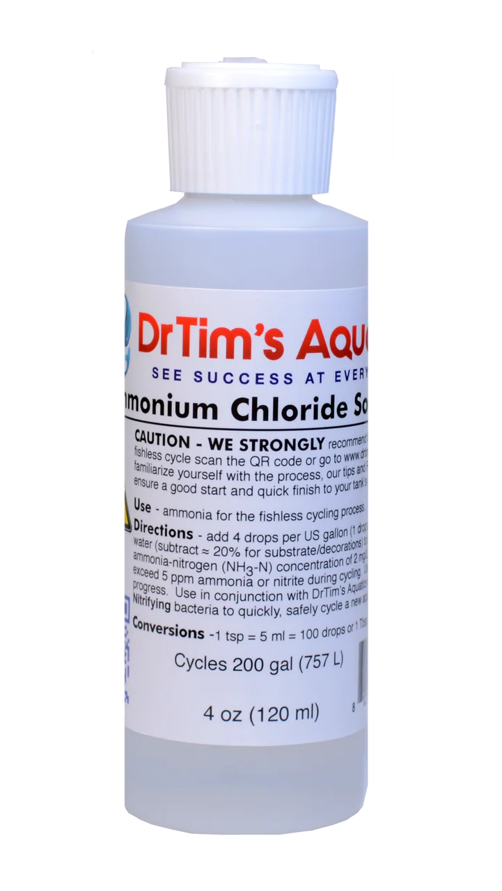 Dr. Tim's Aquatics Ammonium Chloride Solution for Fishless Cycling Fish Treatment 4 fl. oz