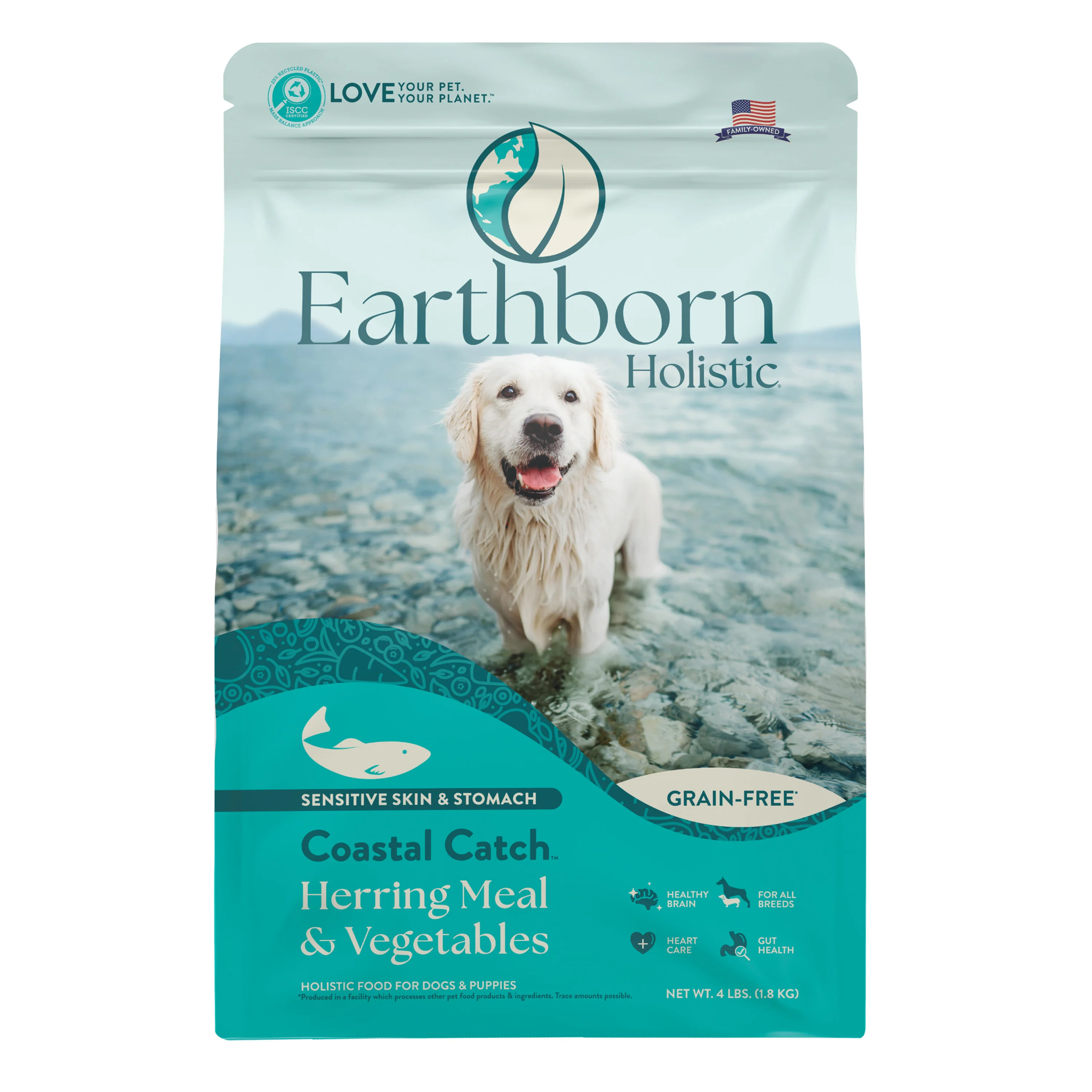 Earthborn Holistic Coastal Catch Grain-Free Dry Dog Food Herring Meal & Vegetables 4 lb
