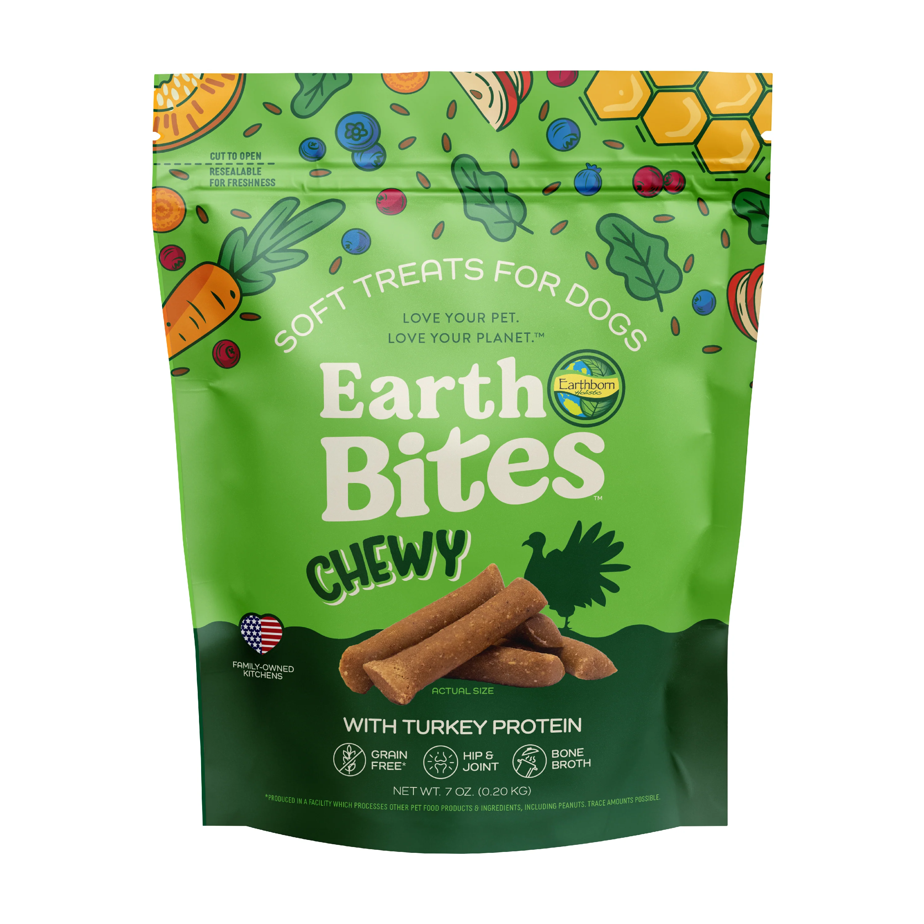 Earthborn Holistic EarthBites Chewy Soft Dog Treats Turkey 7 oz