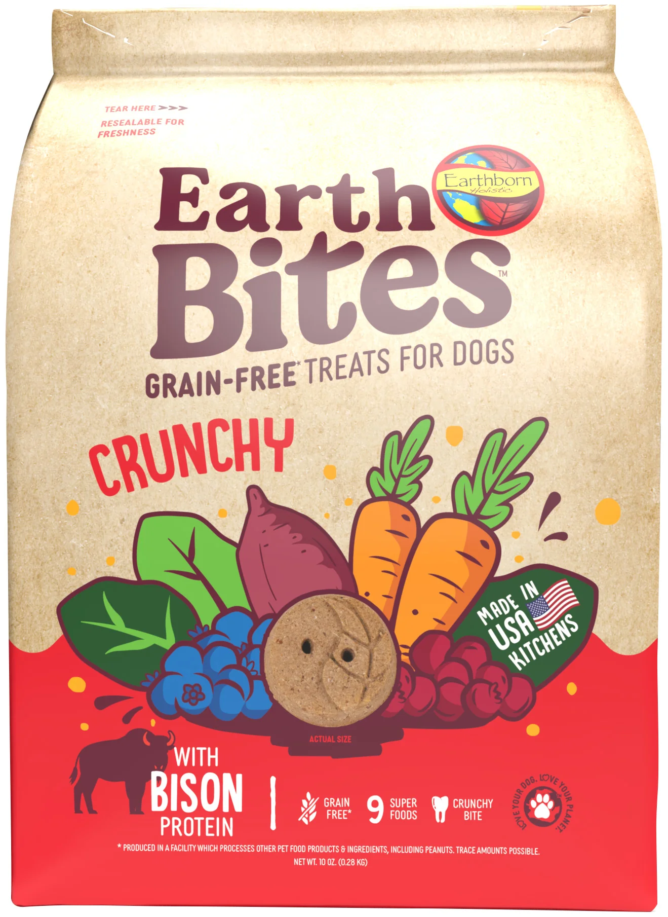 Earthborn Holistic EarthBites Crunchy Dog Treats Bison & Pumpkin 10 oz