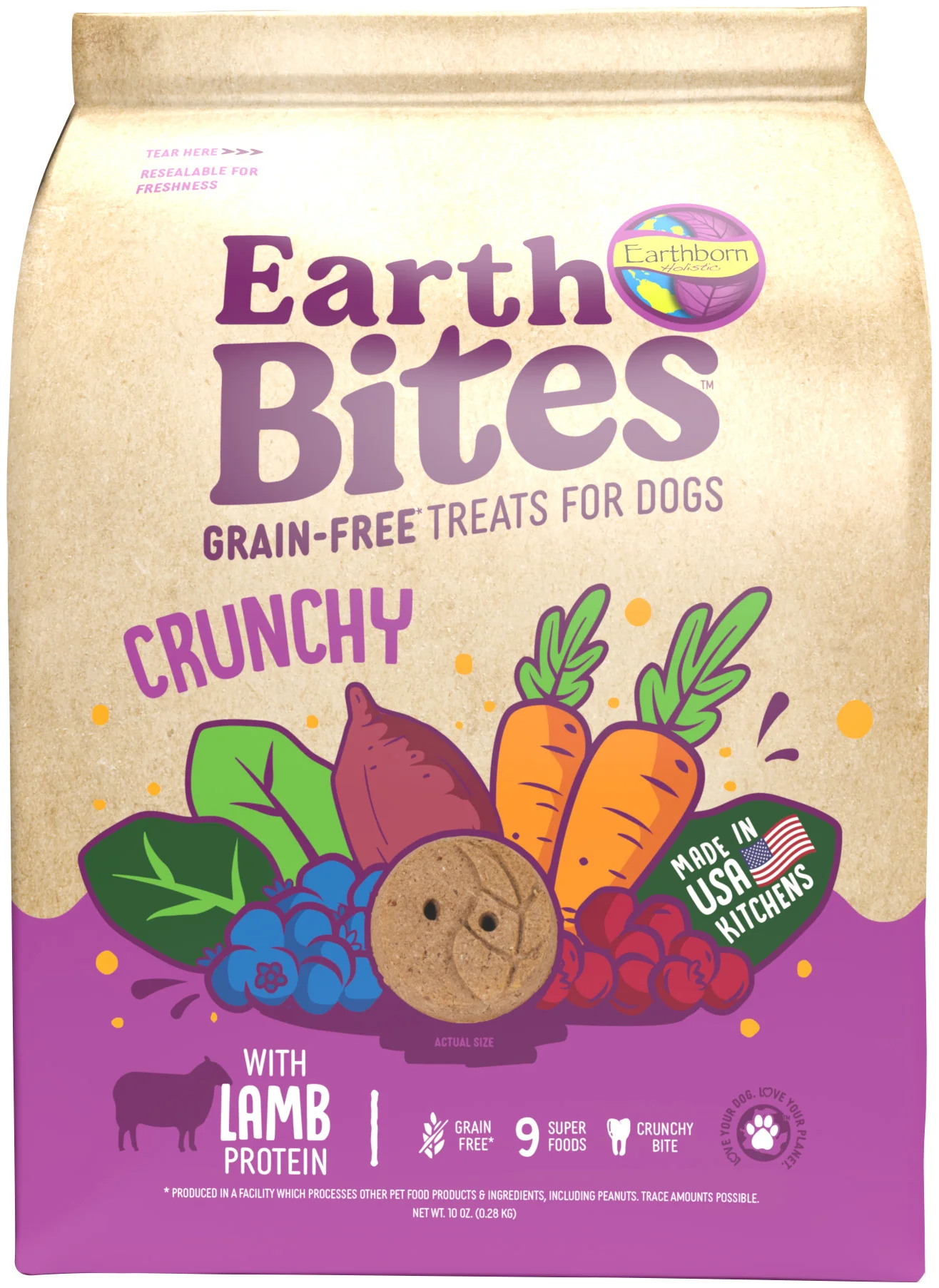Earthborn Holistic EarthBites Crunchy Dog Treats Lamb & Pumpkin 10 oz