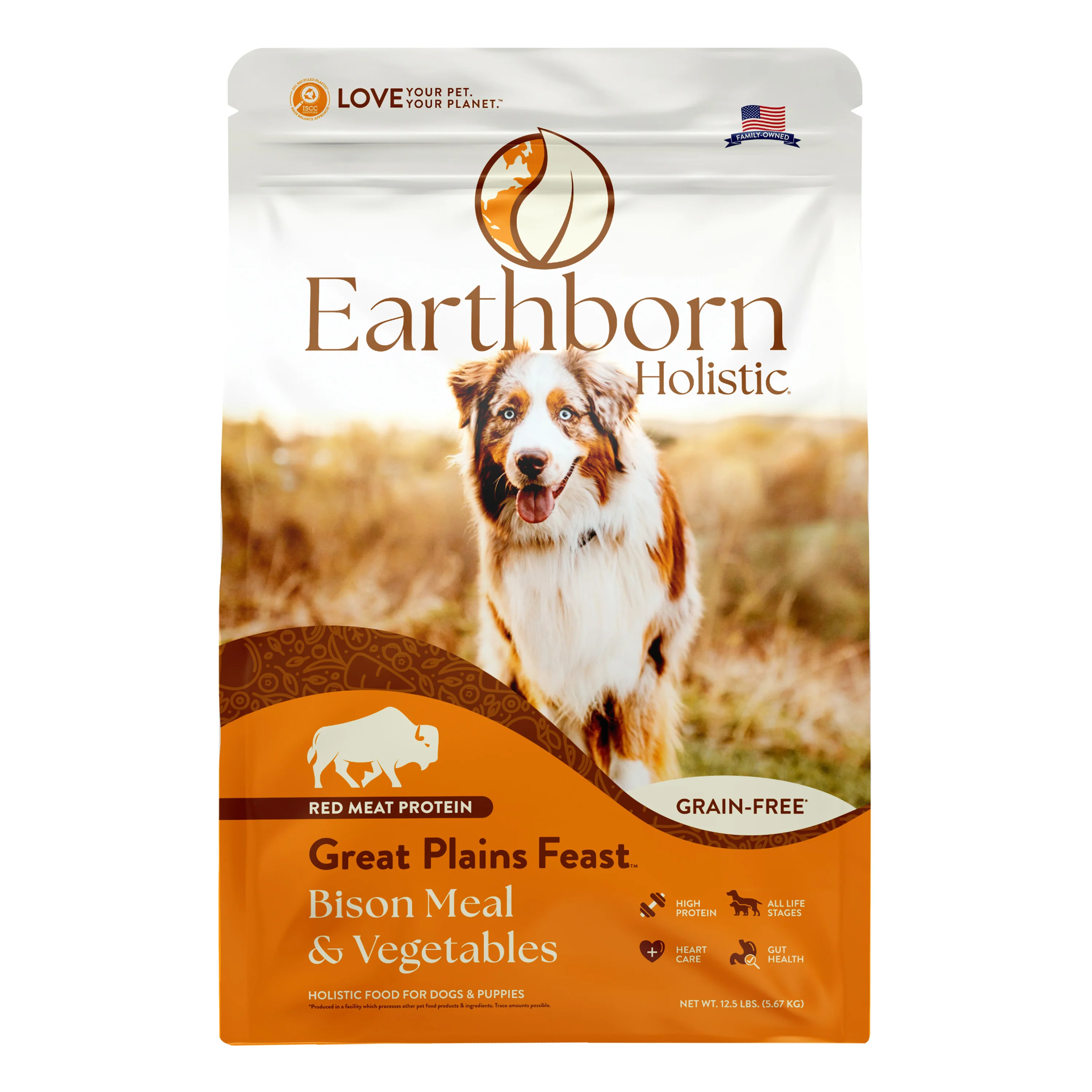 Earthborn Holistic Great Plains Feast Grain-Free Dry Dog Food Bison Meal & Vegetables 12.5 lb