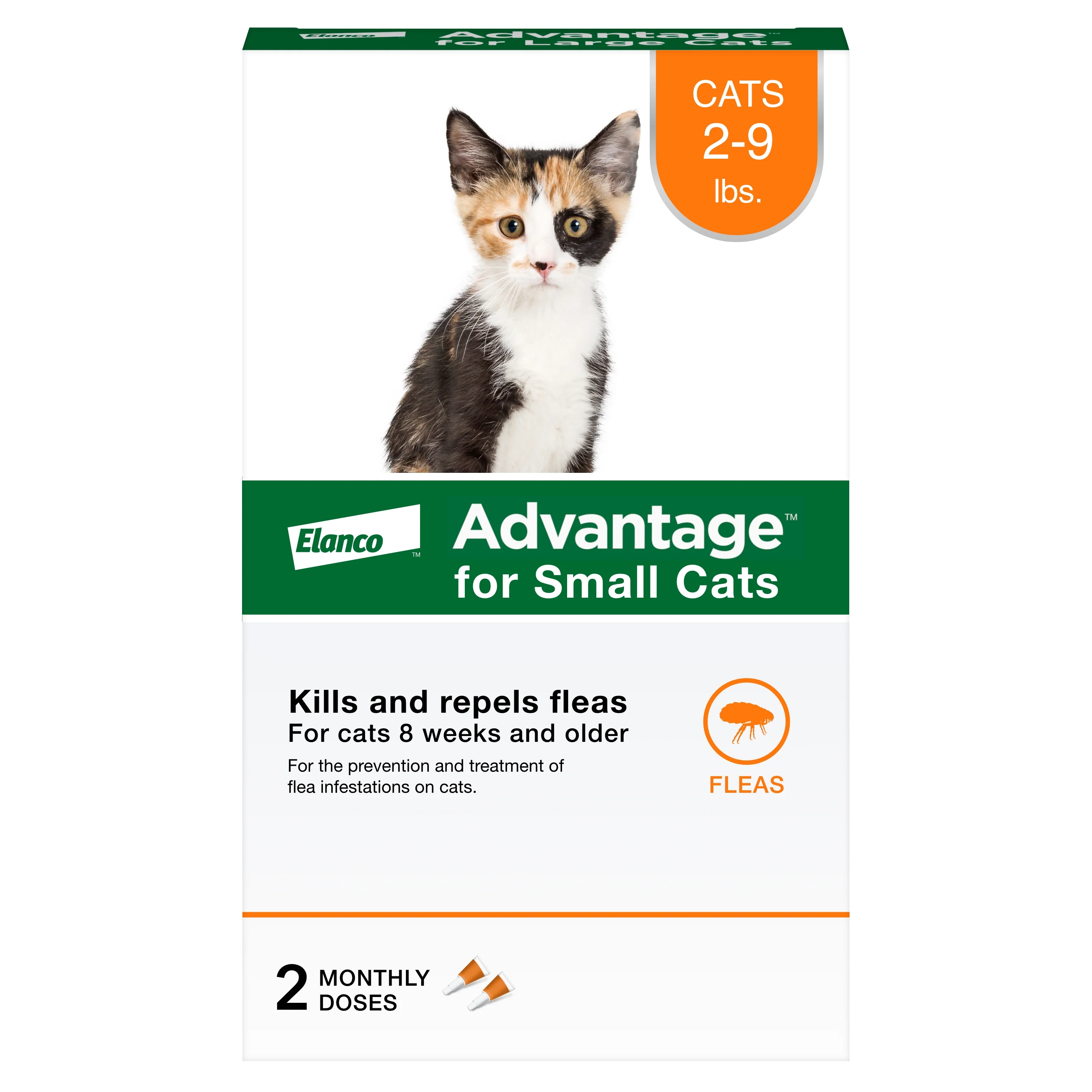 Elanco Advantage Topical Flea Treatment for Cats 2-Month Supply SmallCats (2-9 Lbs)