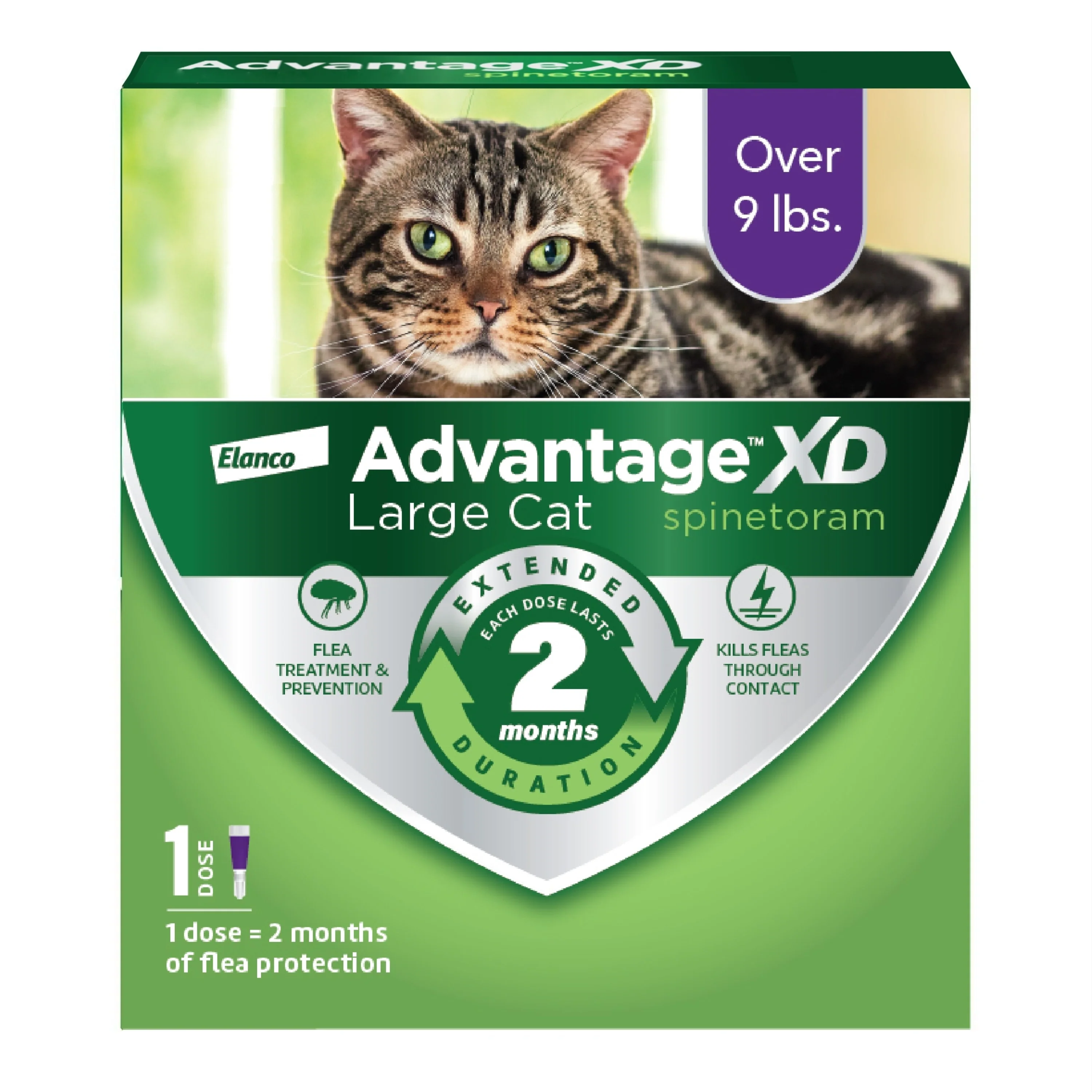 Elanco Advantage XD Topical Flea Protection for Cats 1 dose (2 months of protection) Large Cats (Over 9Lbs)