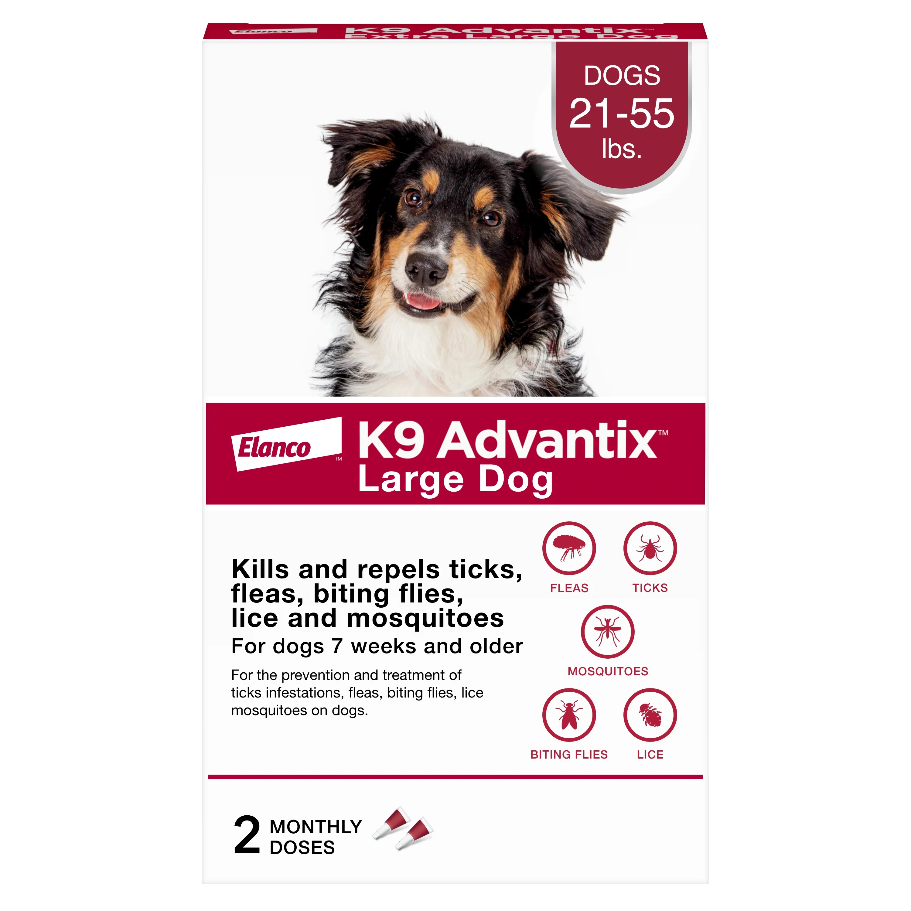 Elanco K9 Advantix Topical Flea & Tick Treatment & Prevention for Dogs 2-Month Supply Large Dogs (21-55 Lbs)
