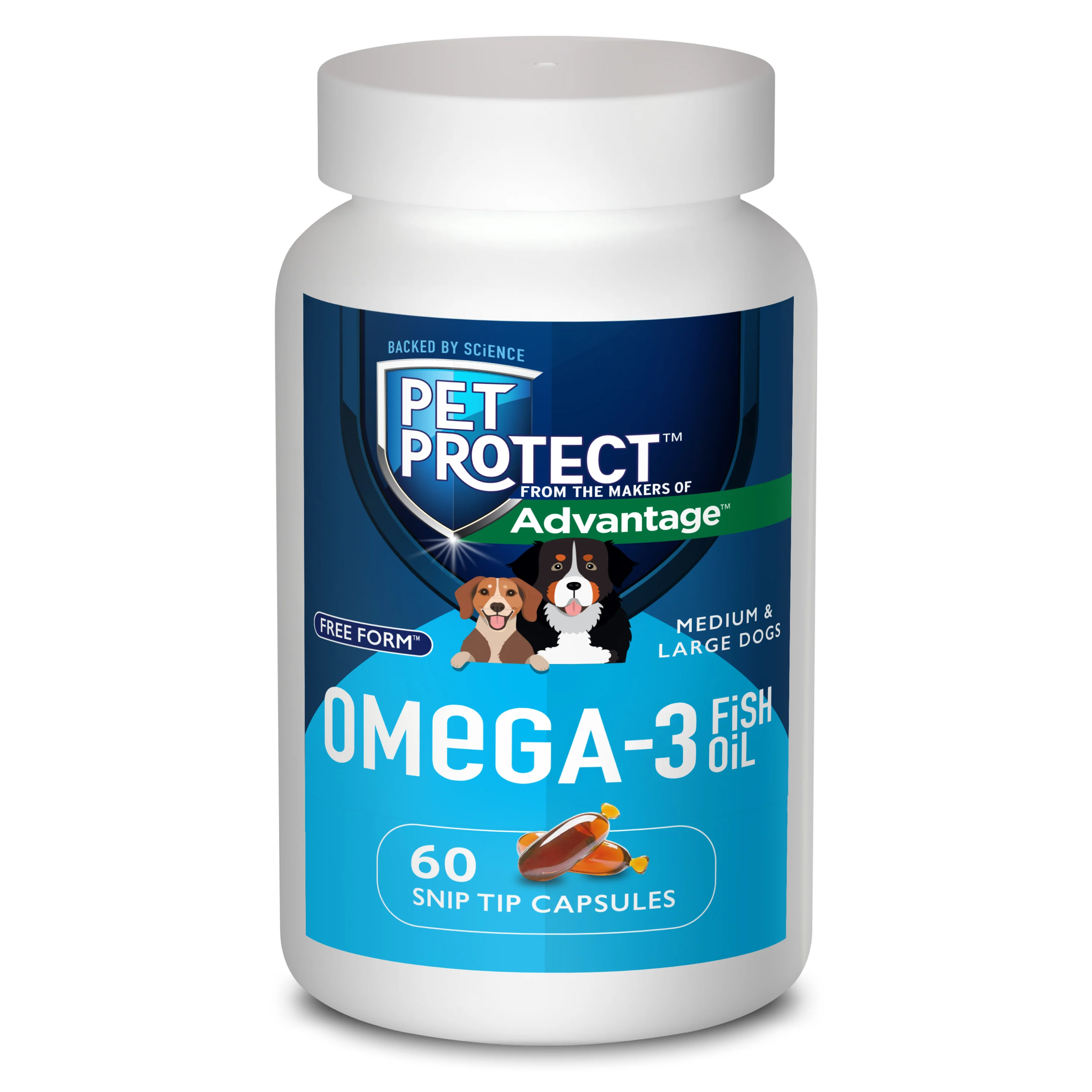 Elanco Pet Protect Advantage Omega-3 Fish Oil Dog Supplement Medium/Large, 60 ct