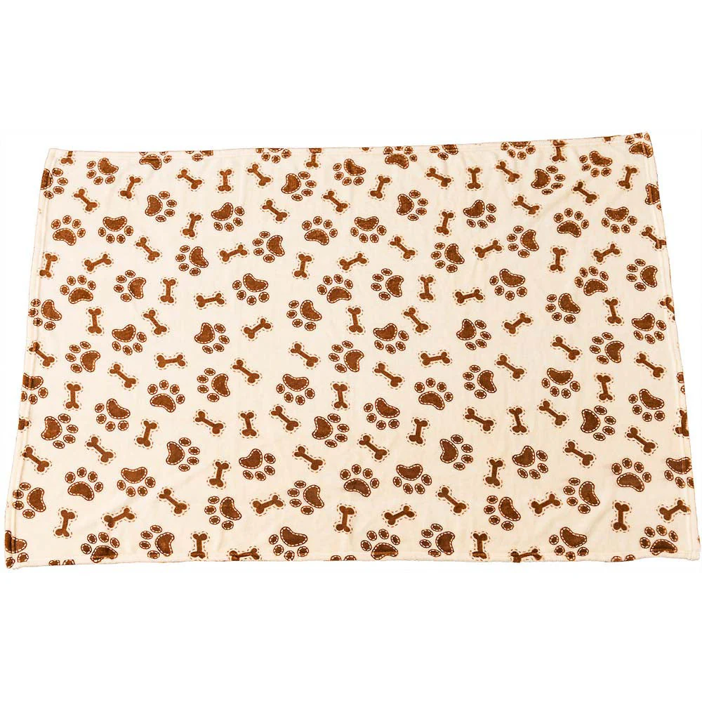 Spot Snuggler Bones/Paws Print Blanket Cream 40 in x 60 in