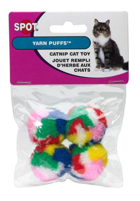 Spot Kitty Yarn Puffs Catnip Toy Assorted 1.5in 4pk SM - Image 2
