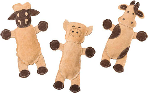 Dura-Fused Leather Barnyard Dog Toy Assorted Brown, Tan 11 in - Image 2