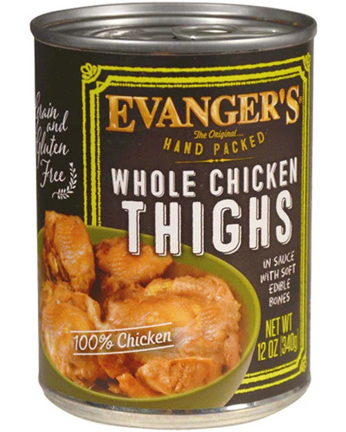 Evanger's Hand Packed Wet Dog Food Whole Chicken Thighs 12oz 12pk - Image 2