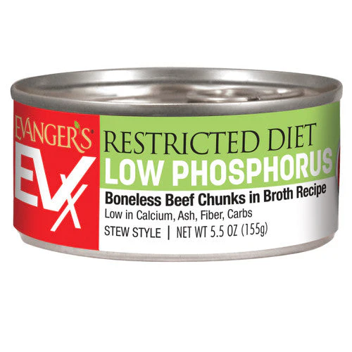 Evanger's EVx Restricted Diet Low Phosphorus Wet Cat Food Boneless Beef Chunks in Broth 5.5oz 24pk - Image 2