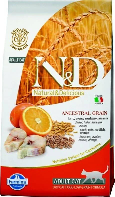 Farmina Natural And Delicious Adult Codfish & Orange Dry Cat Food-3.3-lb-{L+1}