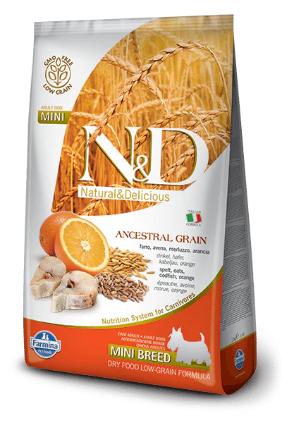 Farmina N&d Natural And Delicious Low Grain Mini Adult Codfish & Orange Dry Dog Food-5.5-lb-{L+x} - Image 2