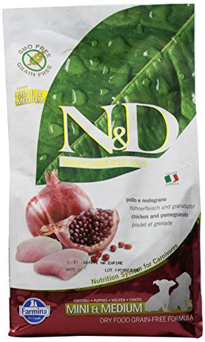 Farmina N&d Natural And Delicious Mini & Medium Puppy Chicken & Pomegranate Dry Dog Food-5.5-lb-{L+1}