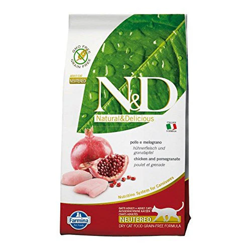 Farmina N&d Natural And Delicious Grain Free Neutered Adult Chicken & Pomegranate Dry Cat Food-11-lb-{L+1x}