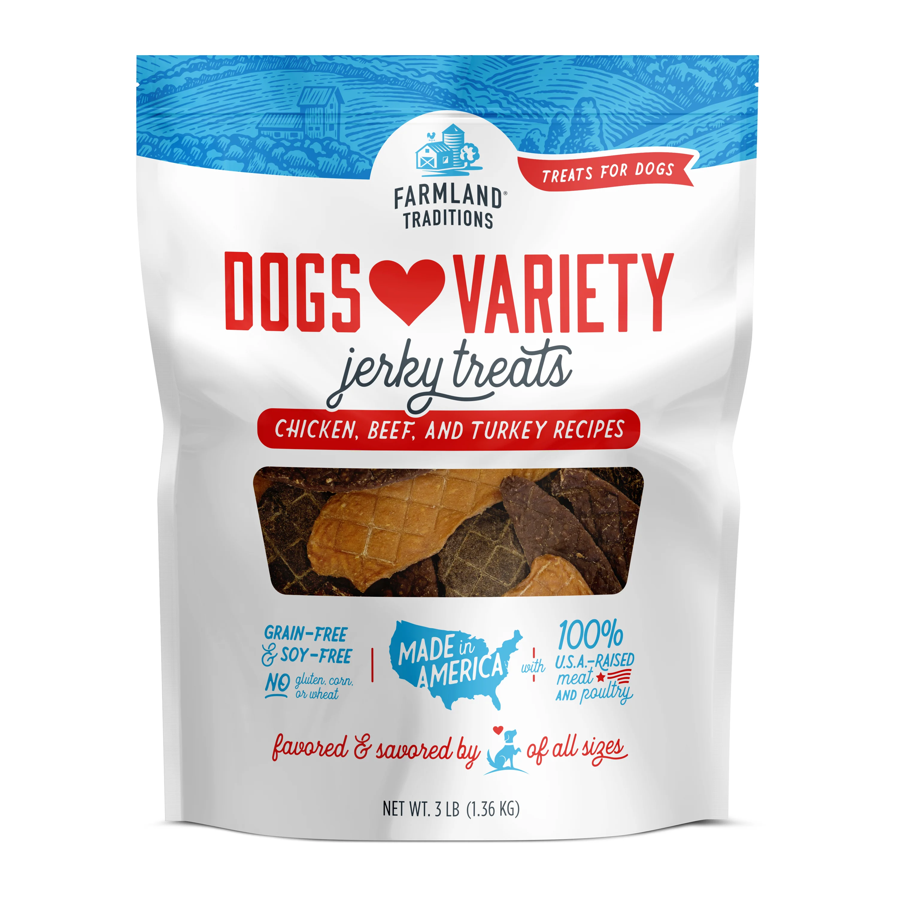 Farmland Traditions Dogs Love Variety Jerky Dog Treats 48 oz