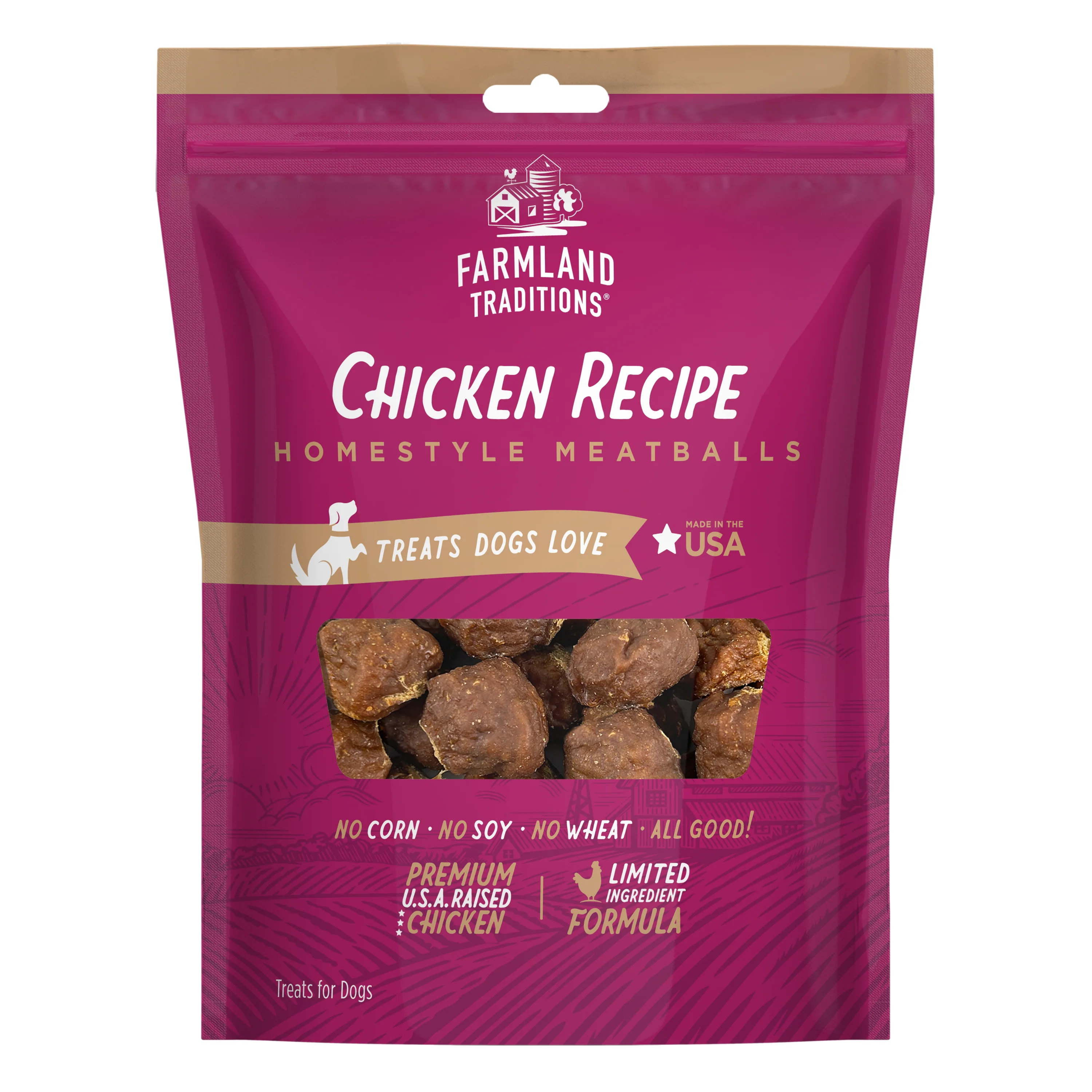Farmland Traditions Homestyle Meatballs Dog Treats Chicken 16 oz