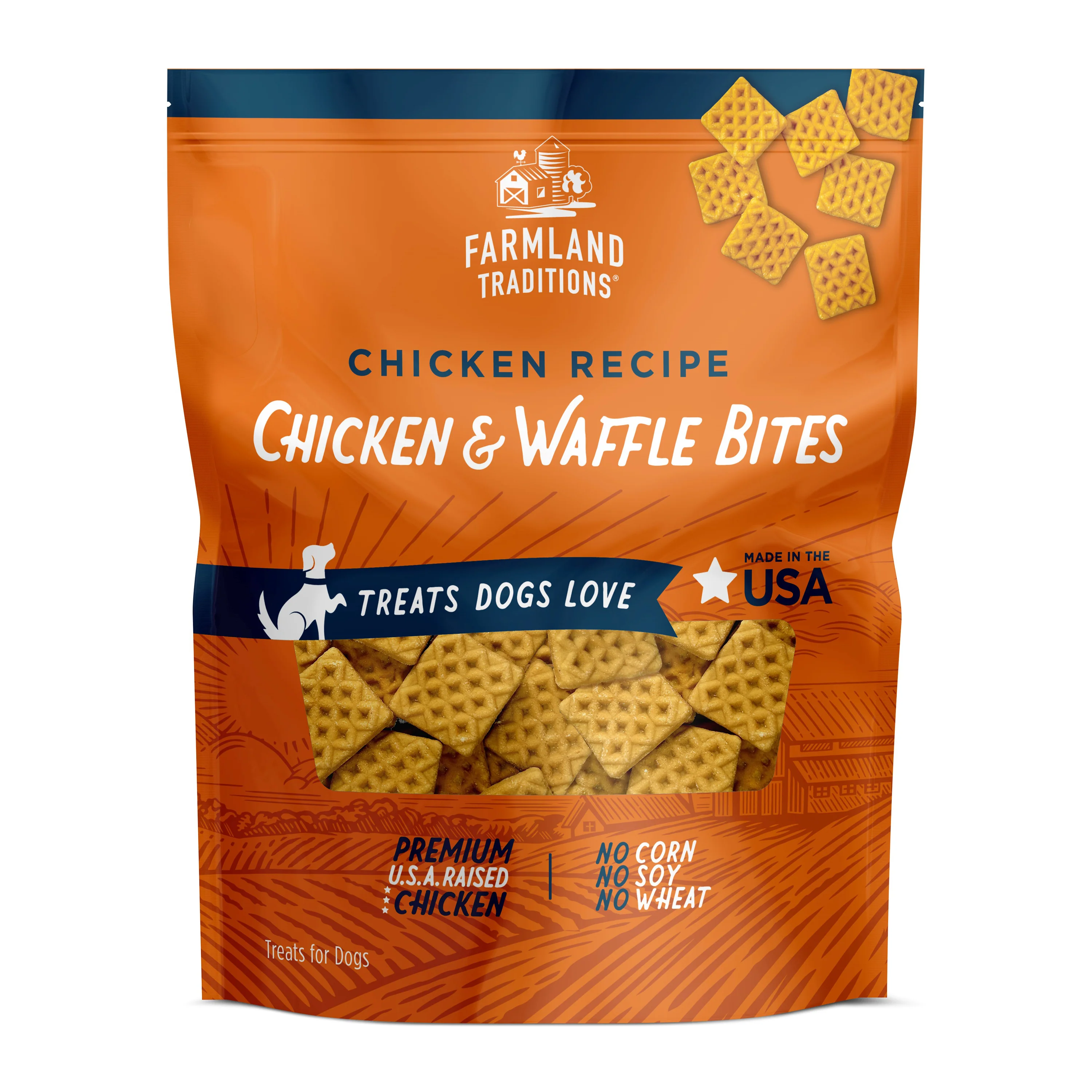 Farmland Traditions Simple Snacks Chicken & Waffle Bites Dog Treats 16 oz