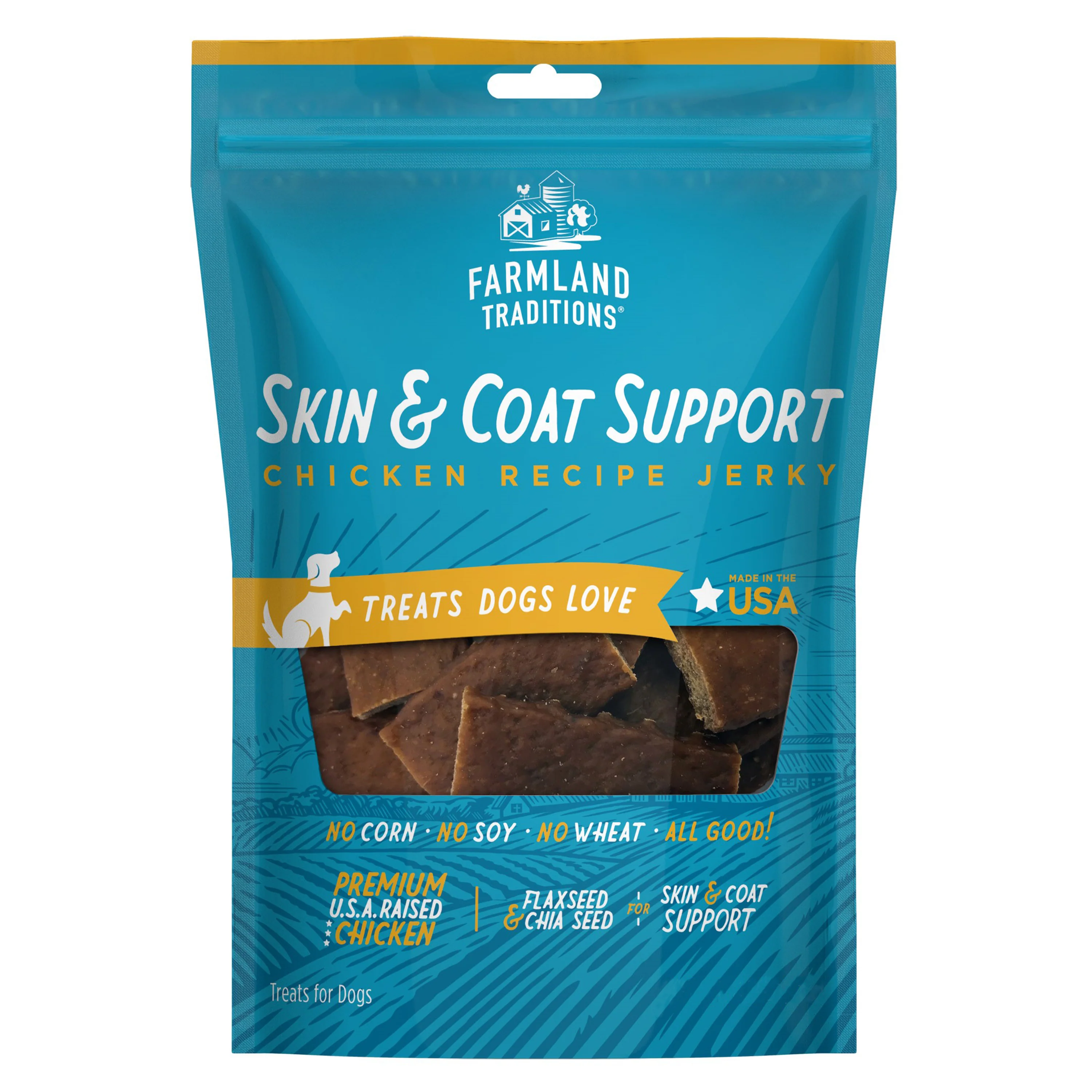 Farmland Traditions Simple Snacks Skin & Coat Support Jerky Dog Treats Chicken 14 oz