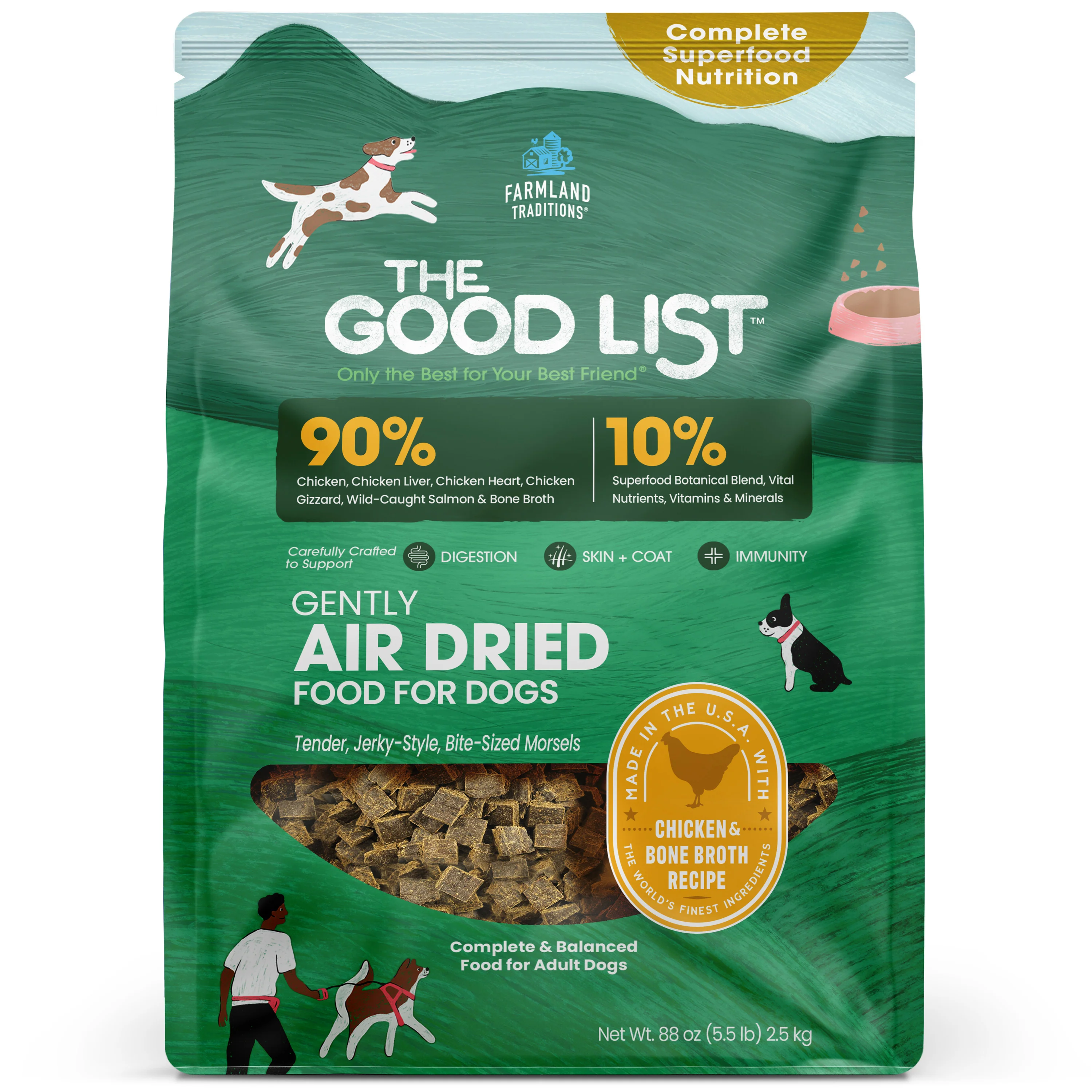 Farmland Traditions The Good List Gently Air Dried Dog Food Chicken & Bone Broth 5.5 lb
