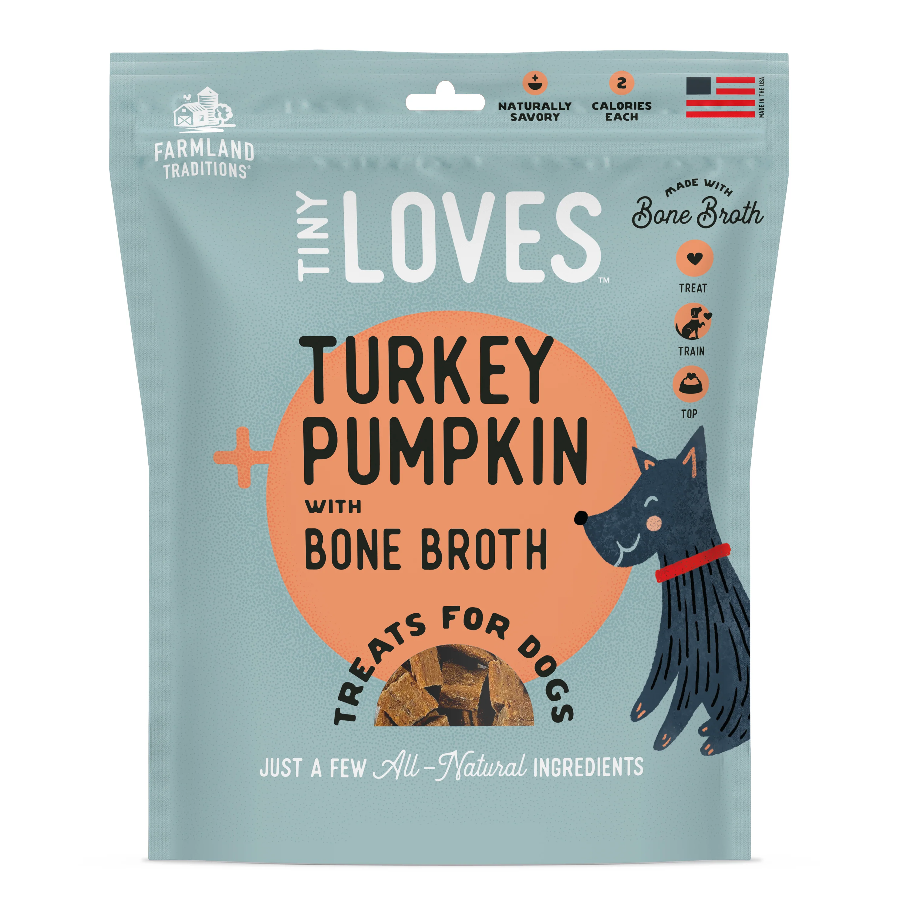 Farmland Traditions Tiny Loves Turkey & Pumpkin w/Bone Broth Dog Treats 6 oz