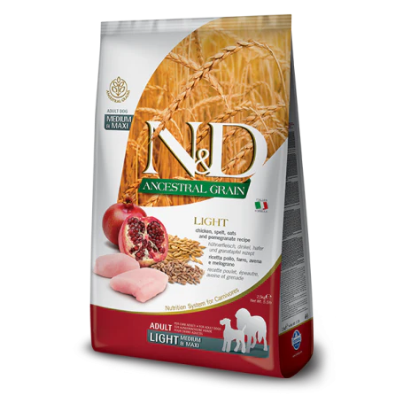 FARMINA N&D Ancestral Low Grain Dog Chicken & Pomegranate Light Medium & Maxi 26.4 Lb