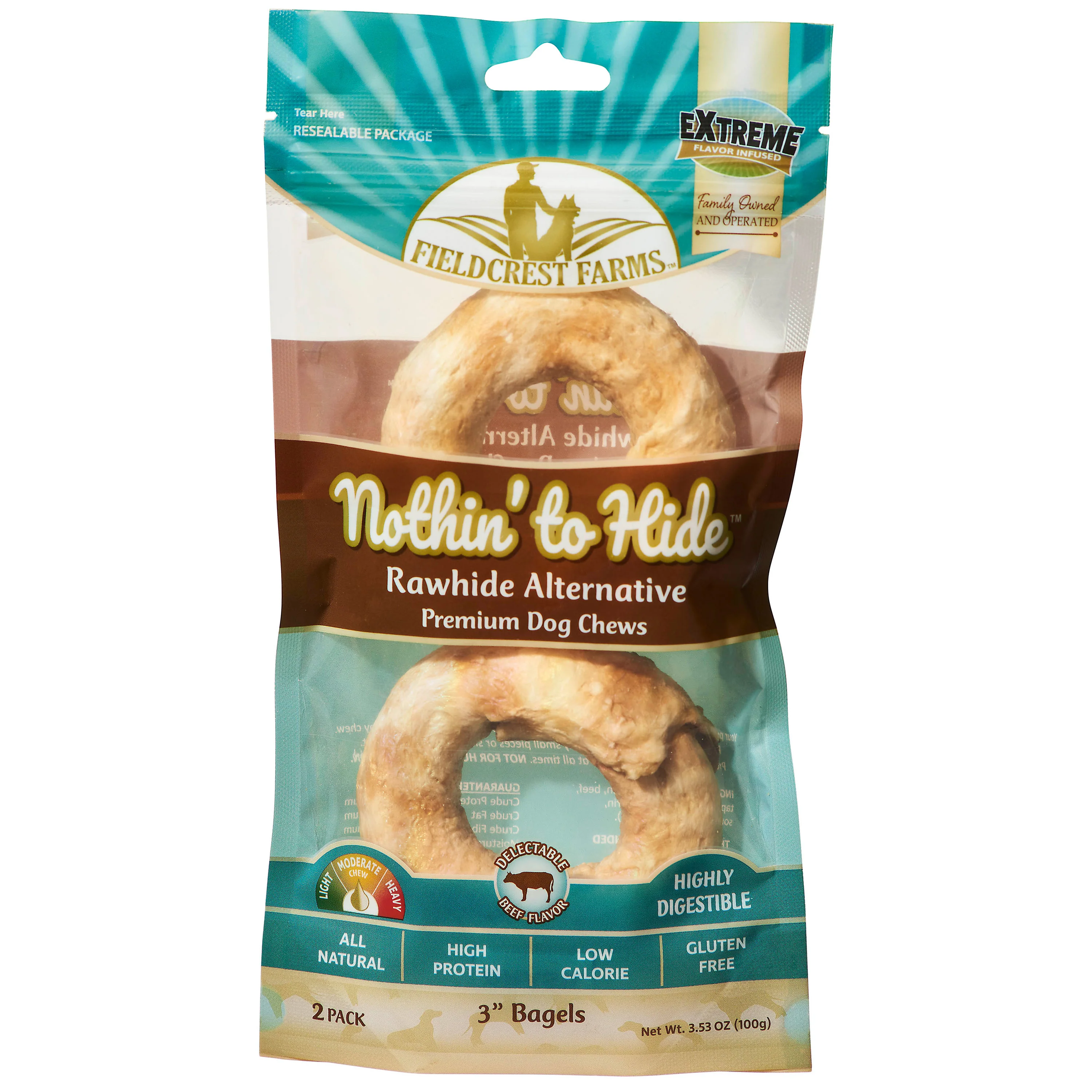 Fieldcrest Farms Nothin' to Hide Bagels Dog Treat Beef 3 in, 2 pk