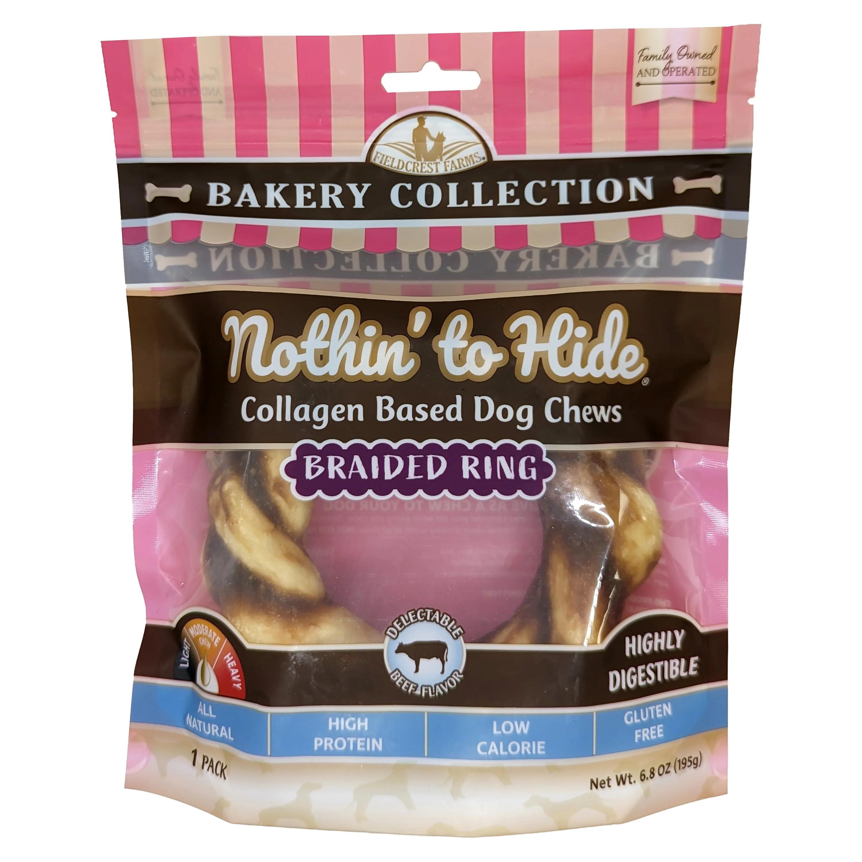 Fieldcrest Farms Nothin' To Hide Bakery Collection Dog Treat Braided Ring Beef 5 in