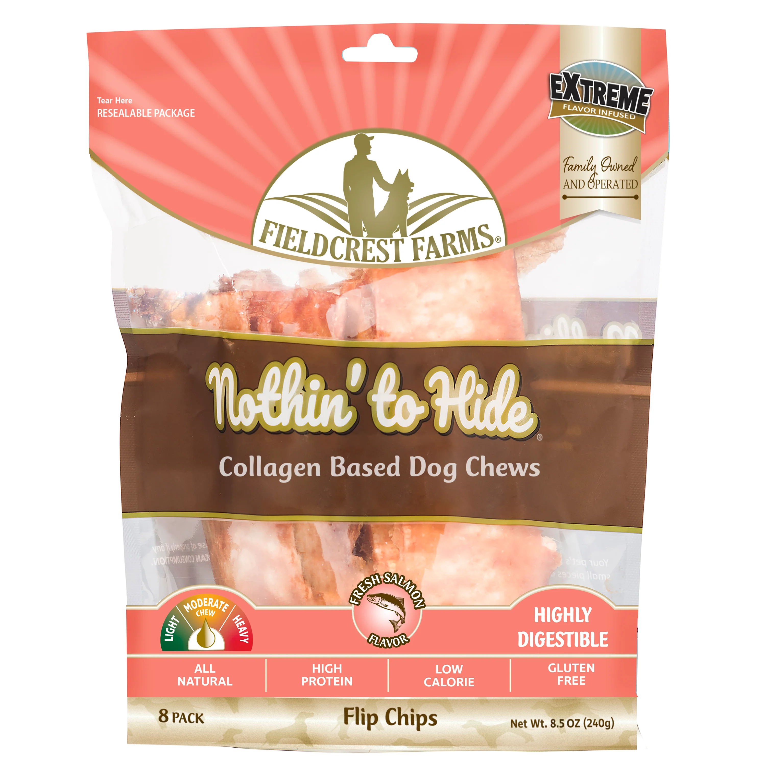 Fieldcrest Farms Nothin' To Hide Flip Chips Dog Treat Salmon 8 pk