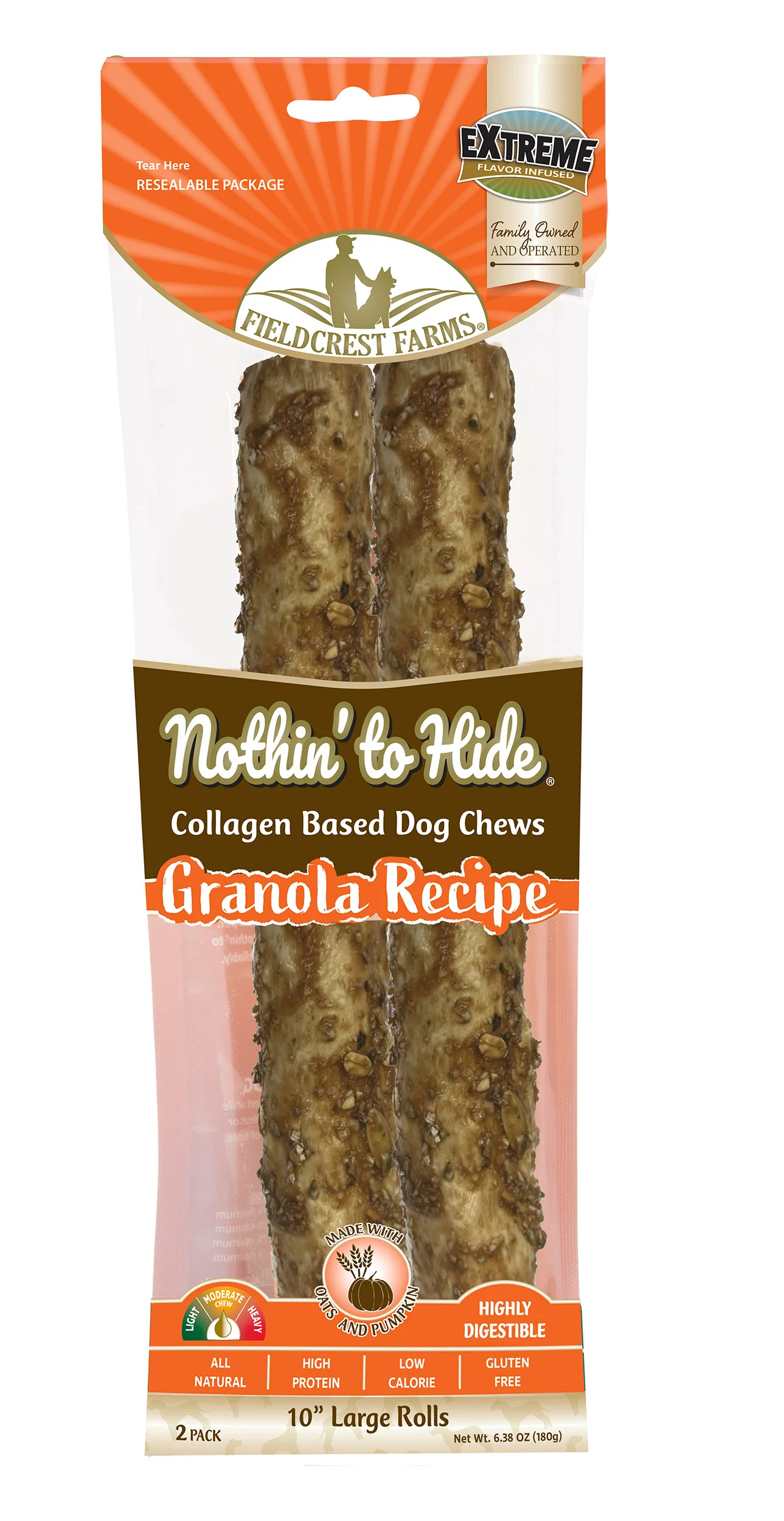 Fieldcrest Farms Nothin' To Hide Roll Dog Treat Granola Large, 10 in