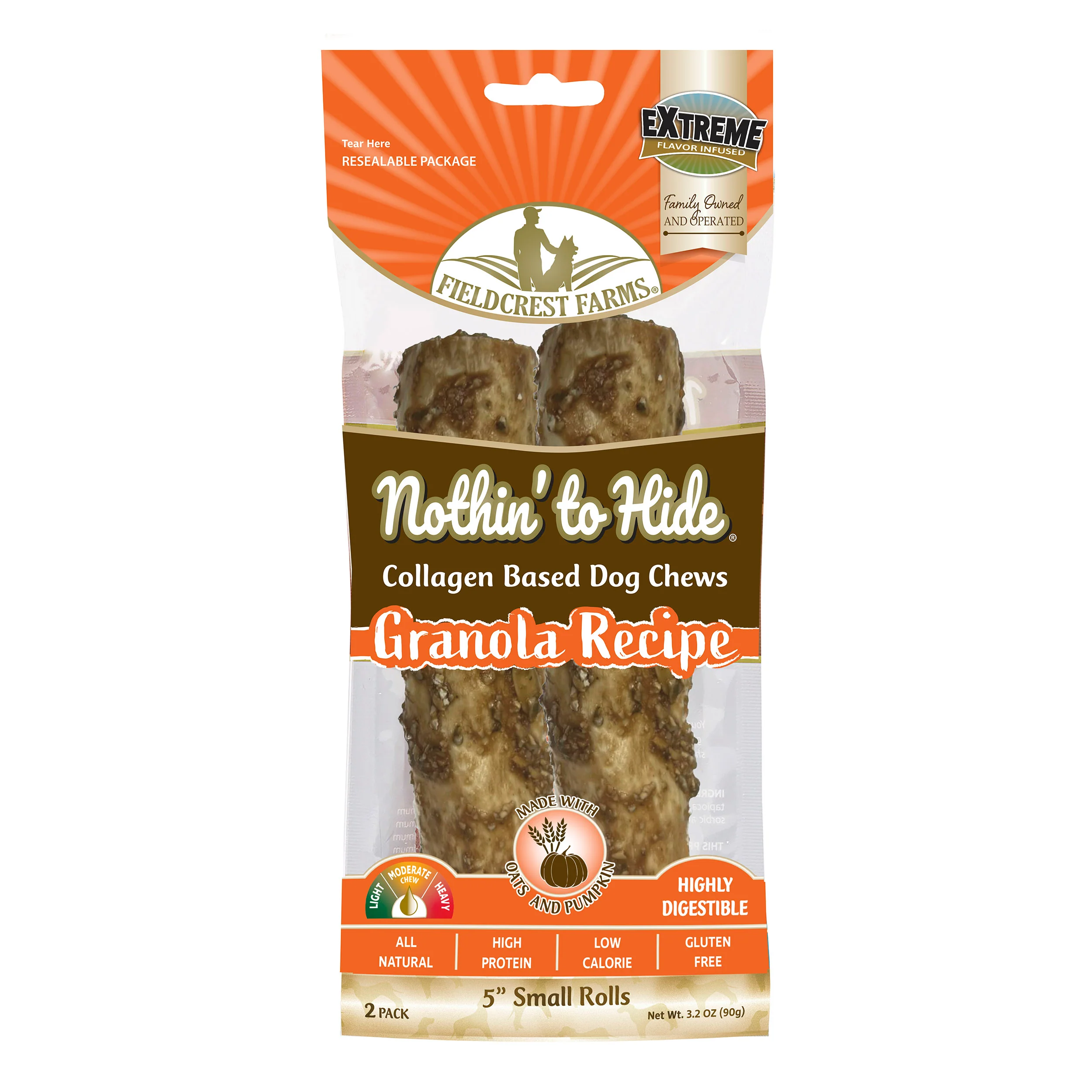 Fieldcrest Farms Nothin' To Hide Roll Dog Treat Granola Small, 5 in
