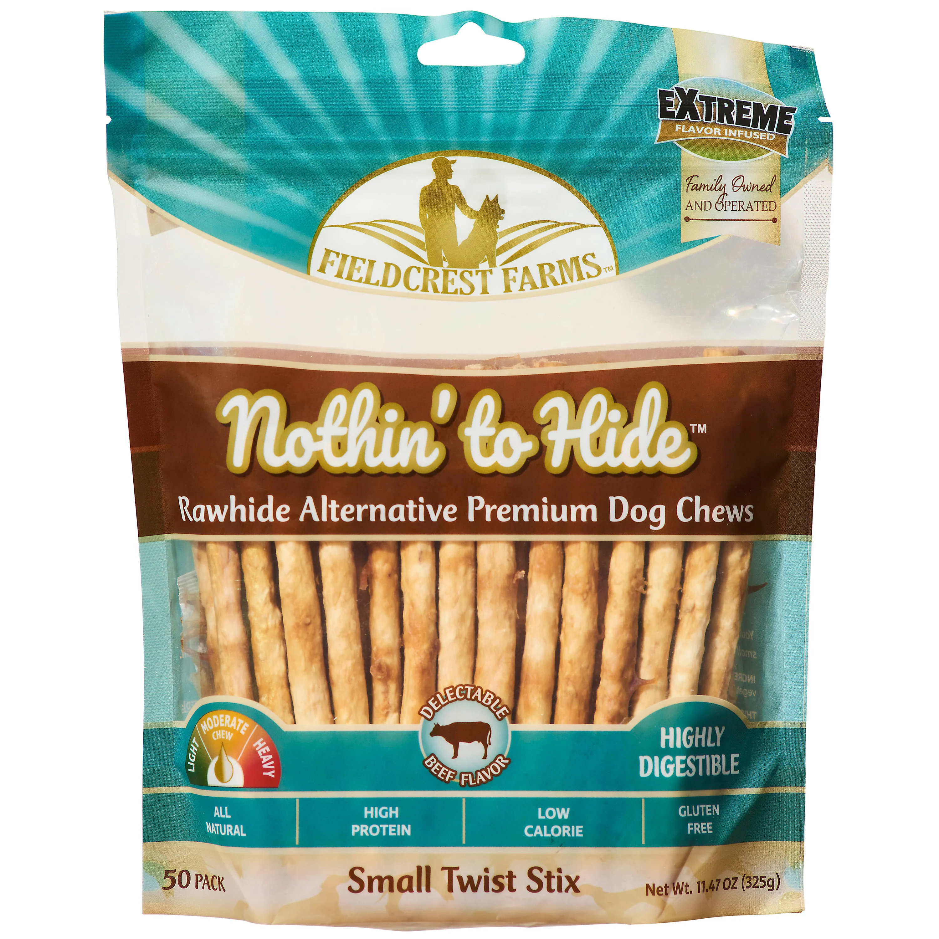 Fieldcrest Farms Nothin' To Hide Twist Stix Dog Treat Beef 50 pk